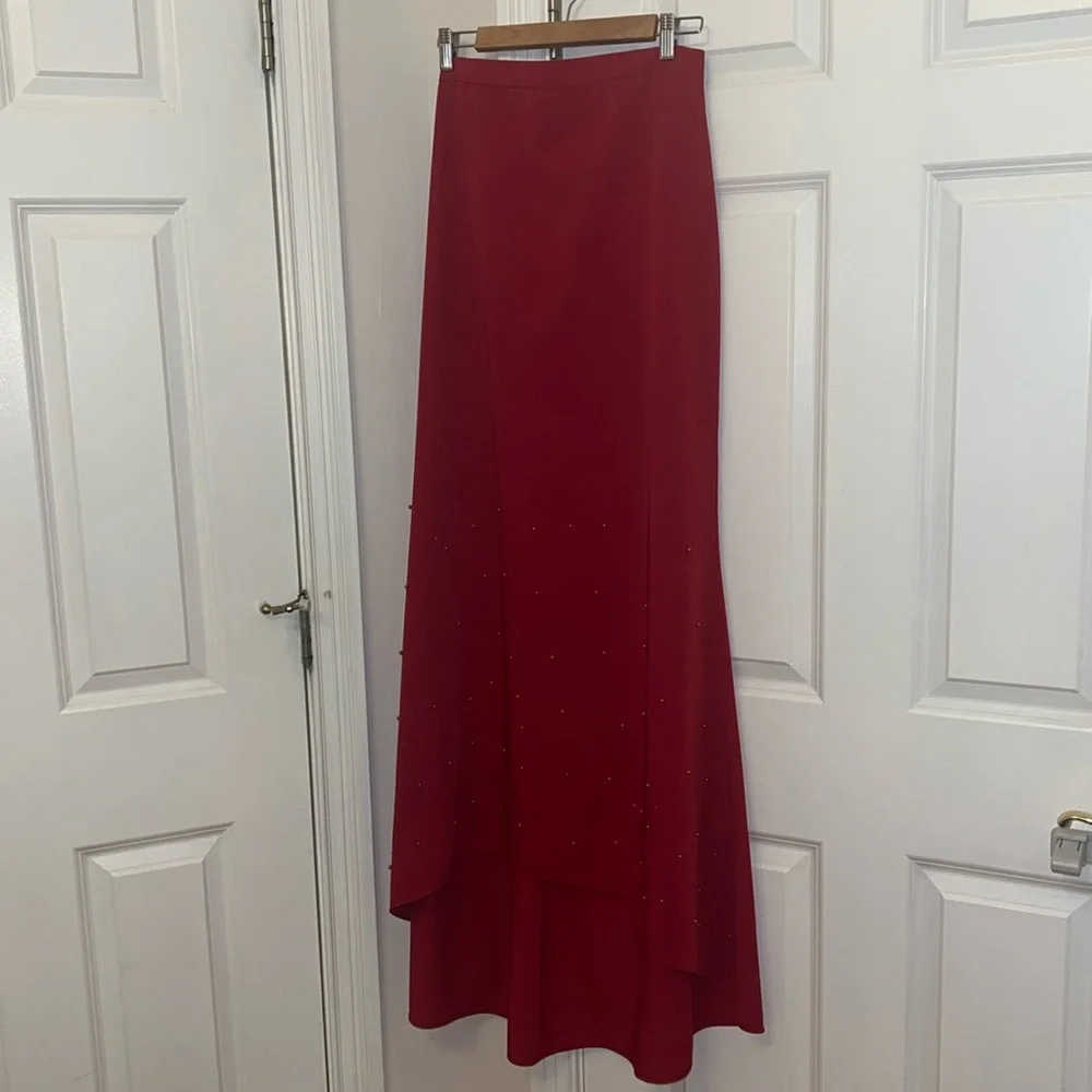 Vintage red long skirt with tail HighLow
